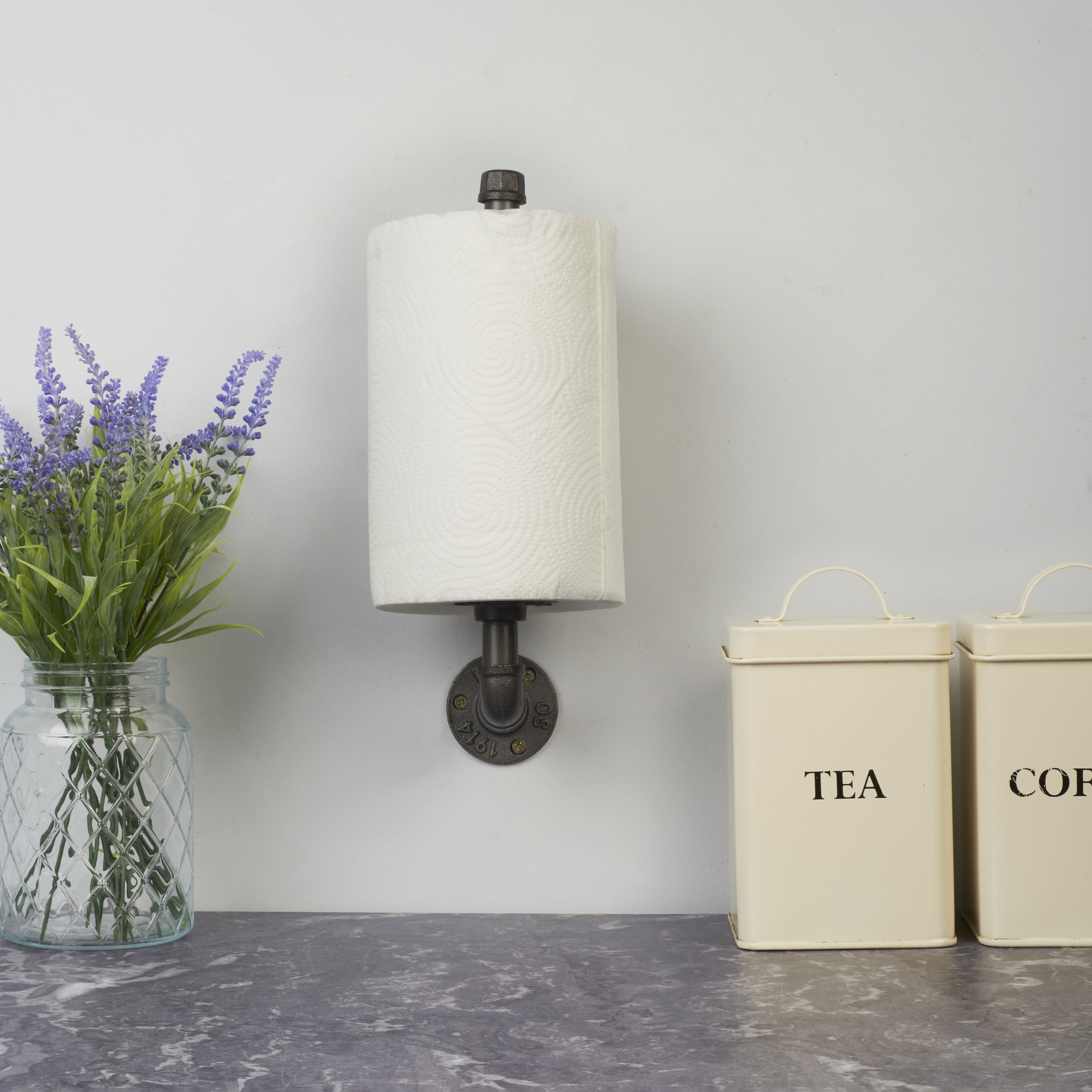 1/2" Pipe Kitchen Roll Holder- Grey