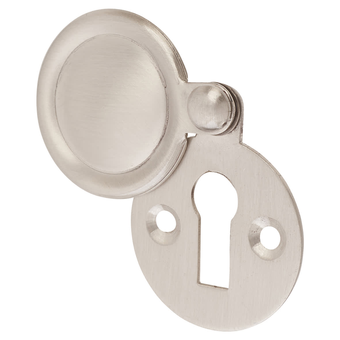 Victorian Covered Escutcheon - 32mm Diameter - Keyhole - Satin Nickel