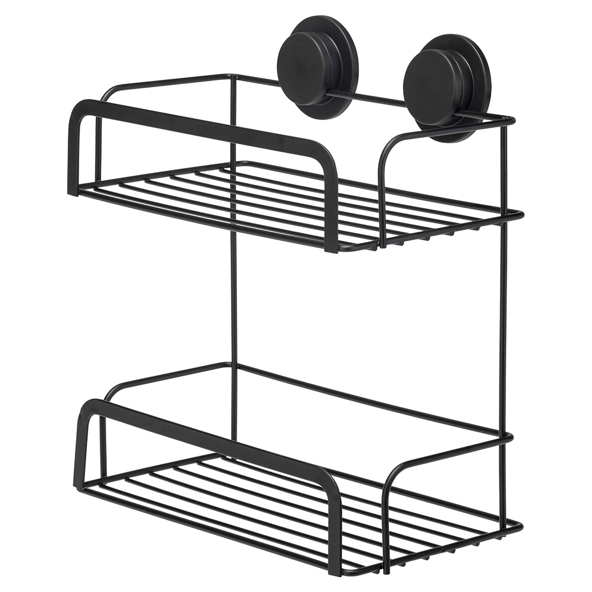 Stick 'N' Lock Cosmetic Shower Basket - Two Tier - 293 x 258 x 149mm - Matt Black