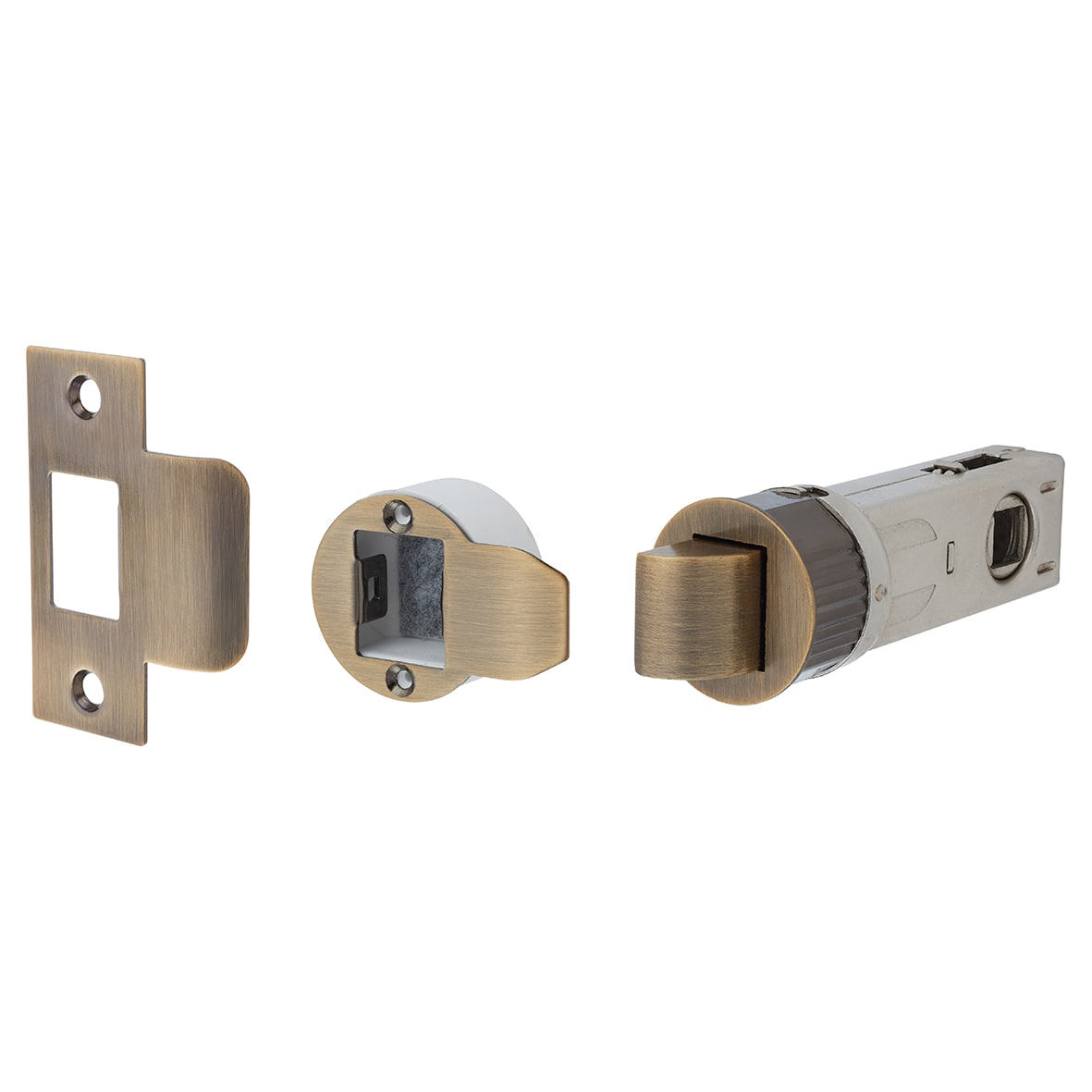 Quick Latch Passage Tubular Latch - 71mm Case - 57mm Backset - Round - Antique Brass