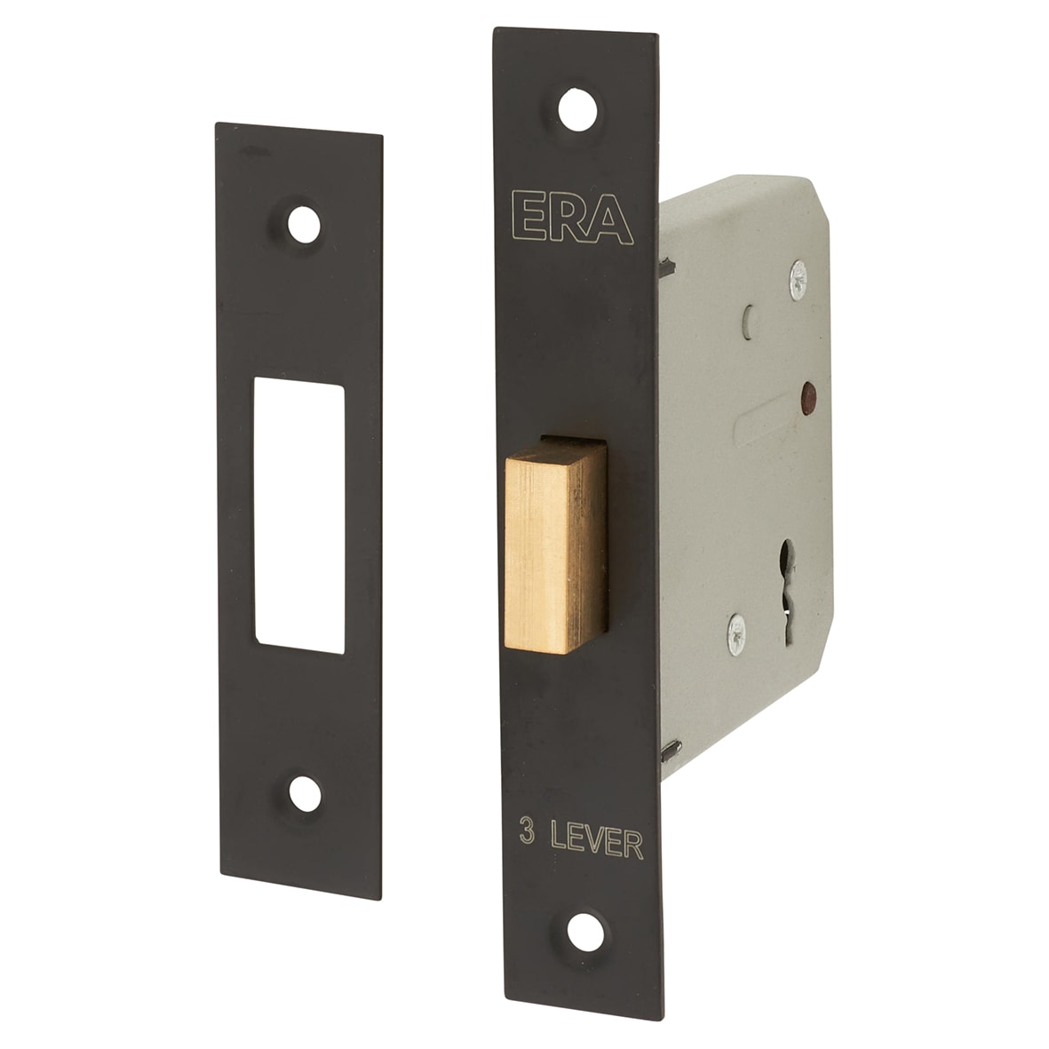 3 Lever Deadlock - 76mm Case - 56mm Backset - Matt Black