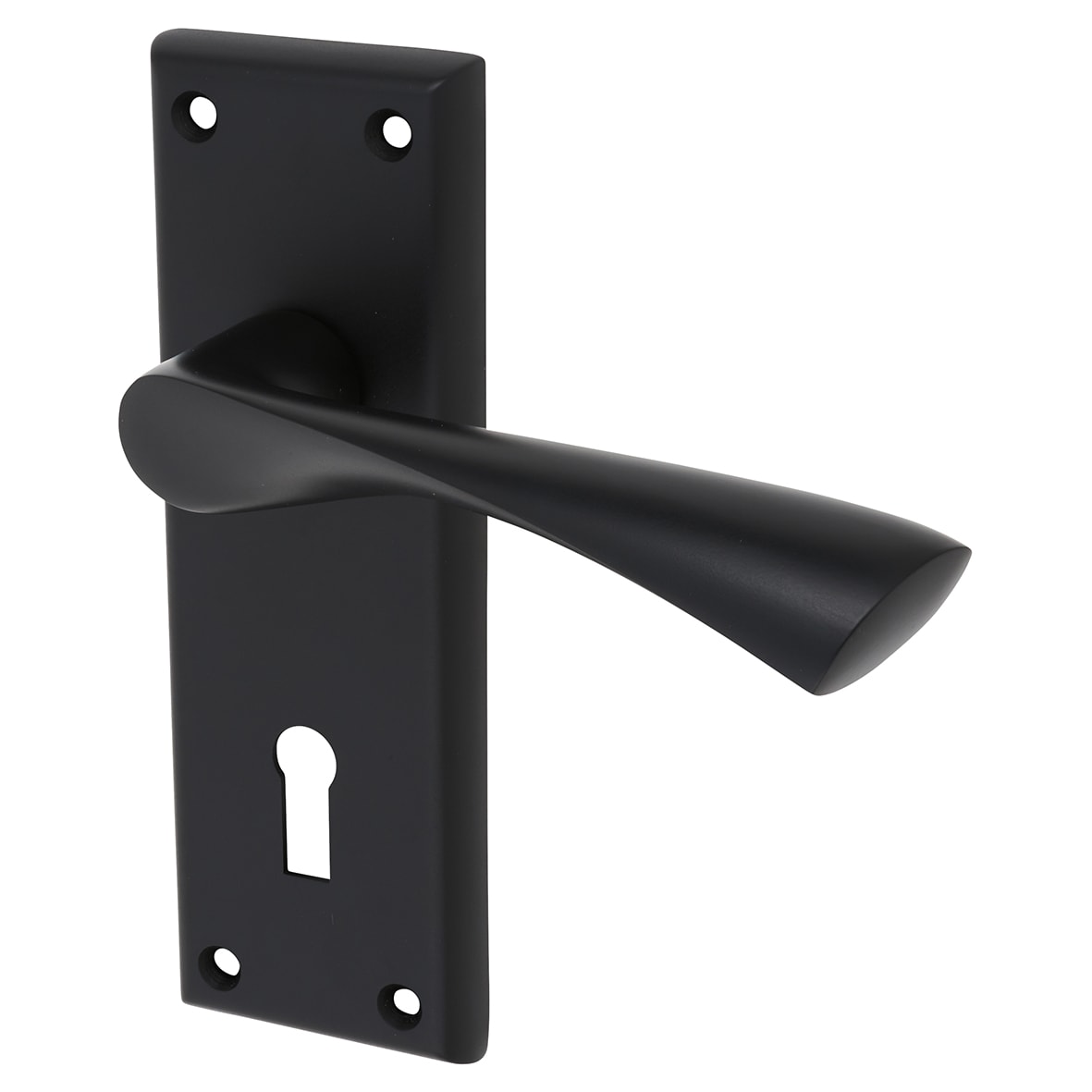 Brass Matt Black Keyhole Lock Door Handles - Venti Range - 150 x 50mm