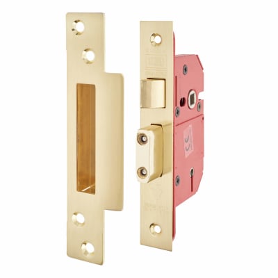 2200S StrongBOLT:2007 Bolt Through 5 Lever Sashlock - 81mm Case - 57mm Backset - Pol Brass