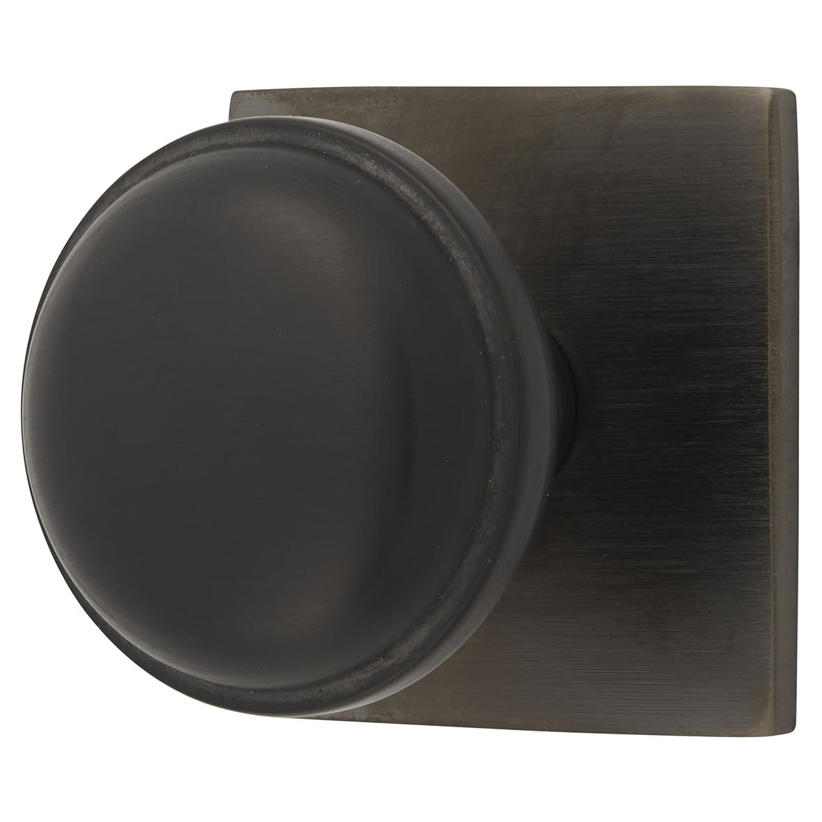 Quantock Cabinet Knob on Square Backplate - 34mm Diameter - PVD Dark Bronze