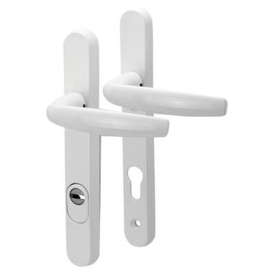 1530/3260N White uPVC Multipoint Door Handles - Short Plate - 92mm c/c - 60mm door