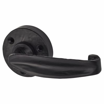 Antique Black Tudor Door Handles on Round Rose