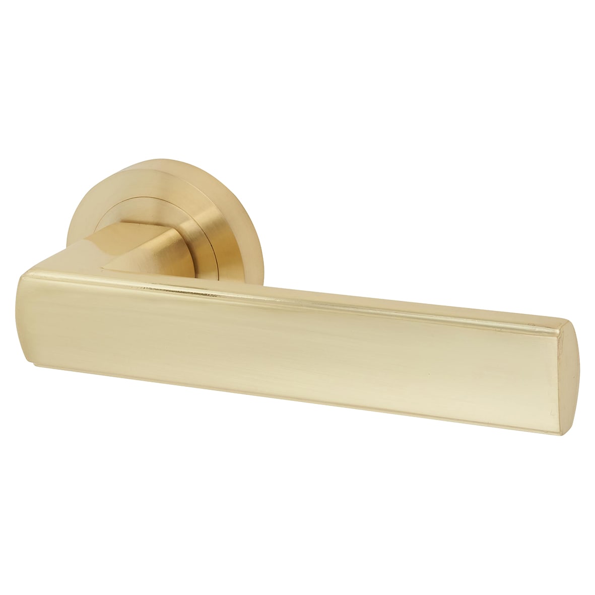 Satin Brass Door Handles on Round Rose - Zara Range