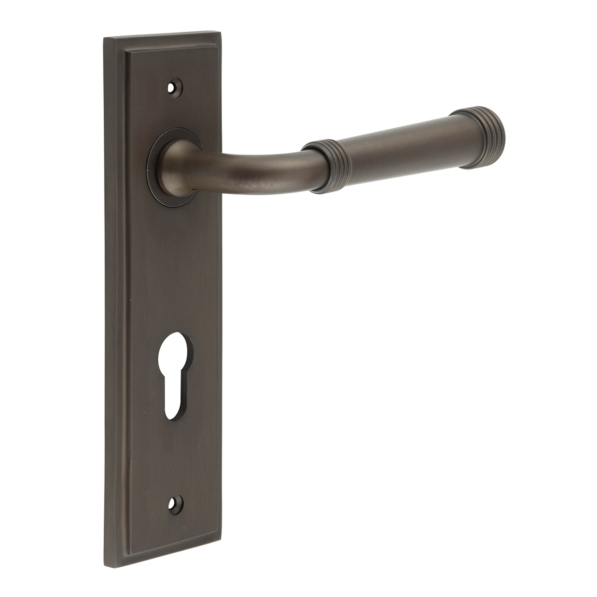 Dark Bronze Fire Rated DIN Euro Lock Door Handles - Highgate - 200 x 55mm