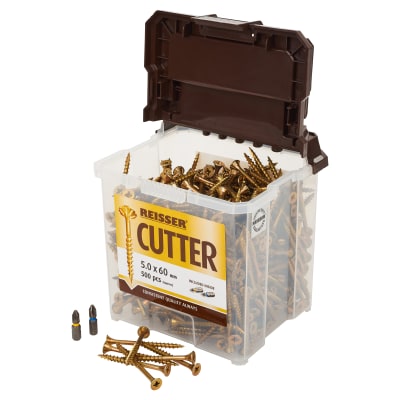 Cutter Pozi Countersunk Wood Screws Tub - 5.0 x 60mm - Yellow Zinc - Pack of 500
