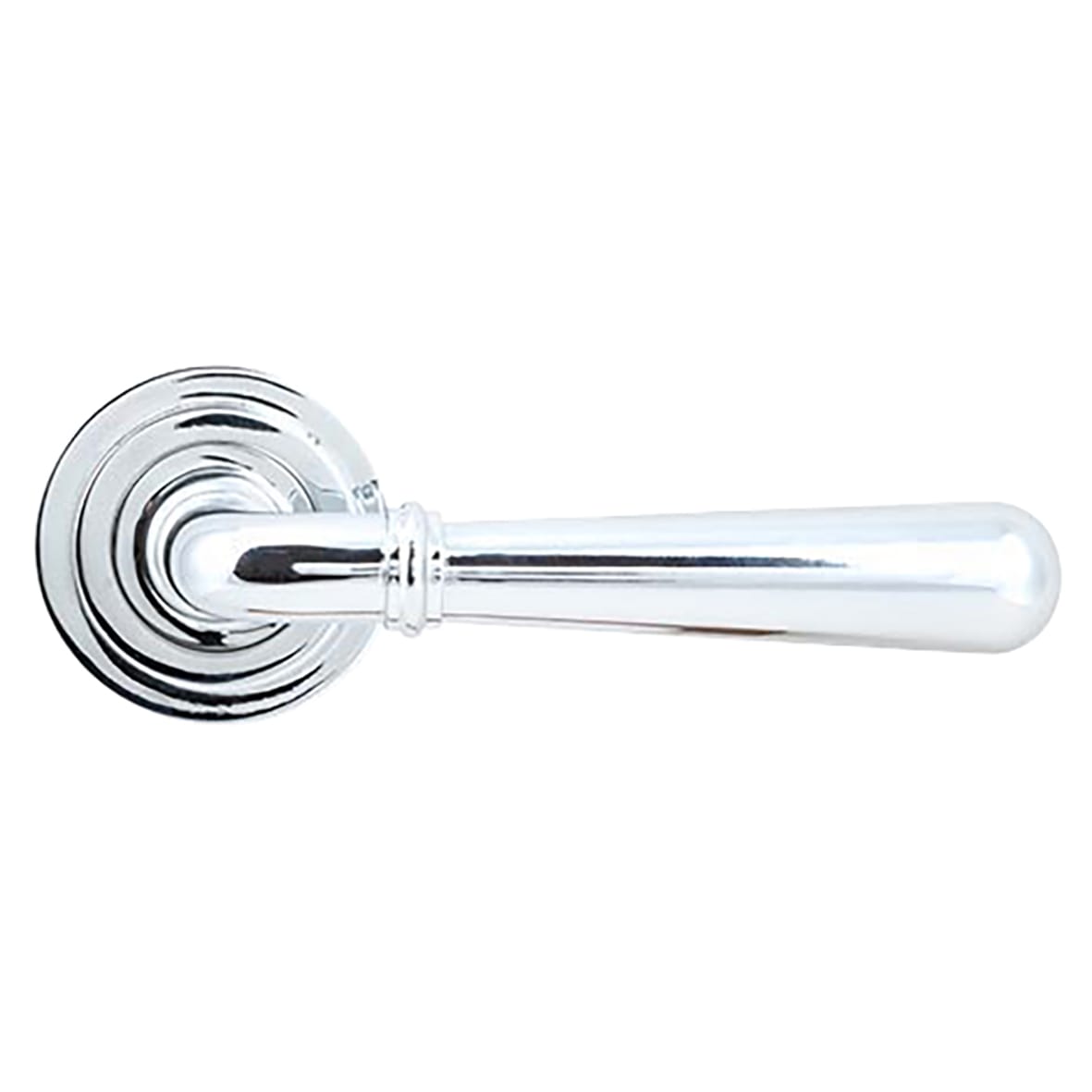 Polished Chrome Door Handles on Round Art Deco Rose - Newbury Range
