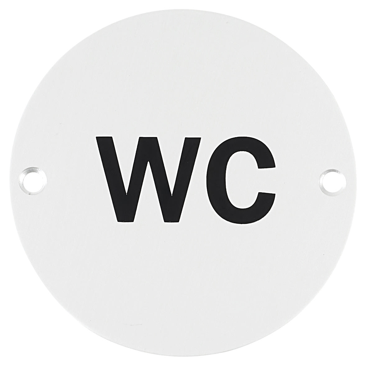 WC Toilet Door Sign - 75mm Diameter - Satin Anodised Aluminium