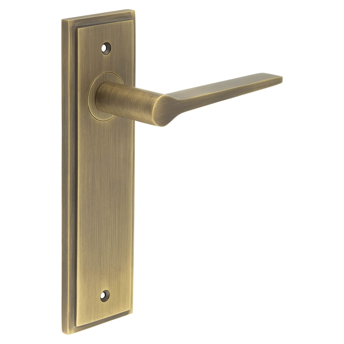 Antique Brass Fire Rated Latch Door Handles - Knightsbridge - 200 x 55mm