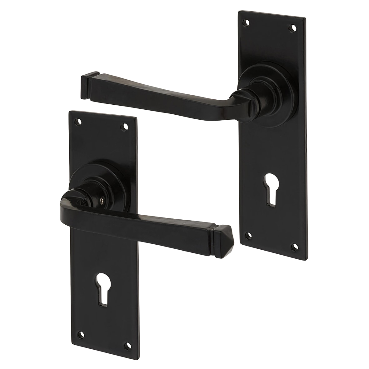 Black Keyhole Door Handles - Avon Range - 152 x 48mm