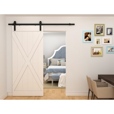 Barn Strap Sliding Door Gear Kit - Face Mounted - 2000mm Track - 120kg Max Door Weight - Black