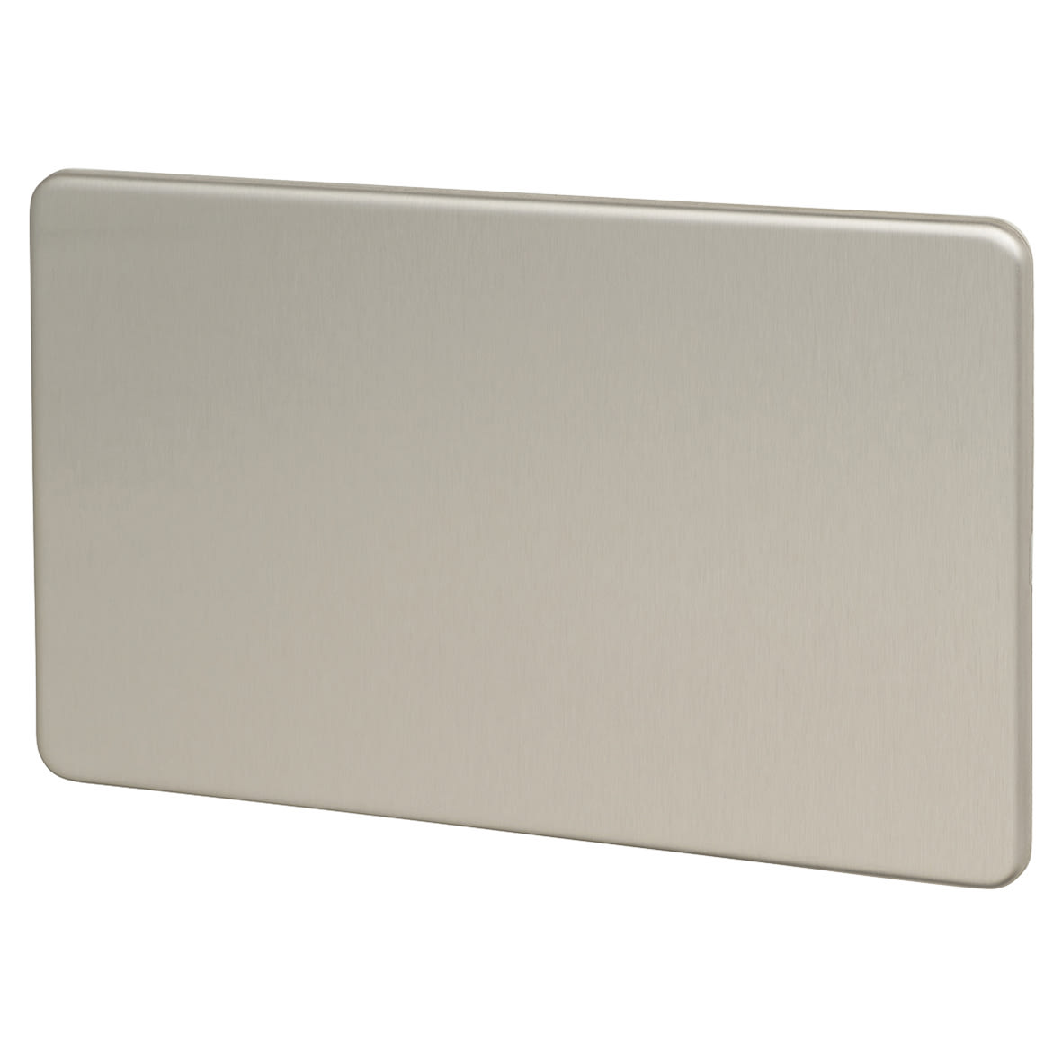 2 Gang Blank Plate - Brushed Chrome