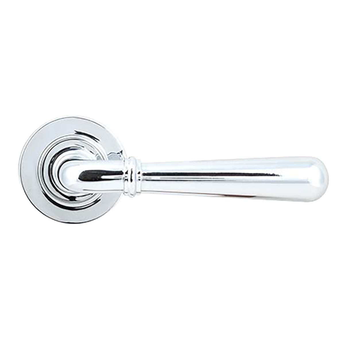Polished Chrome Door Handles on Round Screw On Rose - Newbury Range