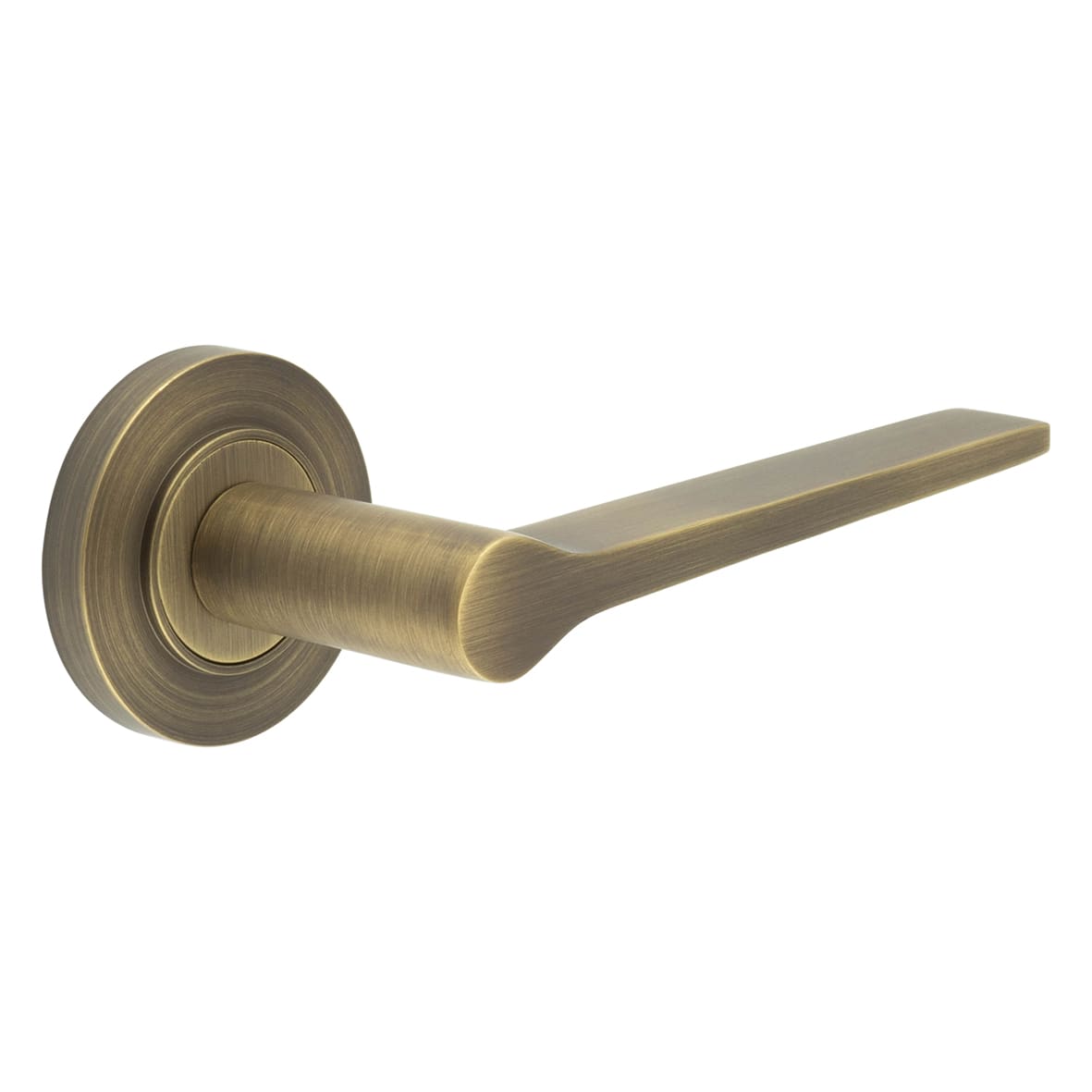 Antique Brass Fire Rated Door Handles on Round Rose - Knightsbridge Range