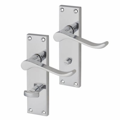 Polished Chrome Budget Scroll Bathroom Door Handles - Mia Range - 153 x 42mm