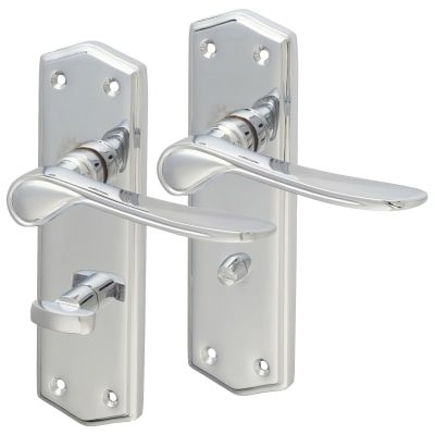 Polished Chrome Bathroom Door Handles - Rome Range - 170 x 50mm