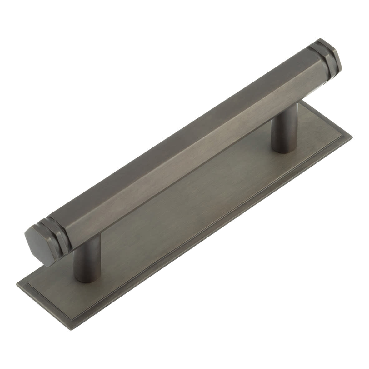 Nile 15mm Hex T-Bar Cabinet Pull Handle on Stepped Backplate - 96mm c/c - Dark Bronze
