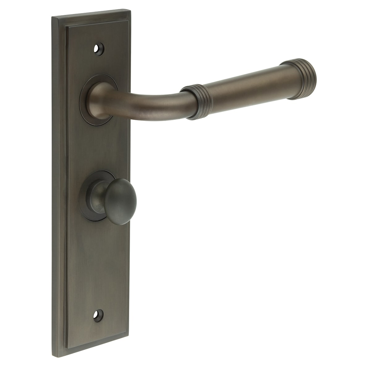 Dark Bronze Fire Rated Bathroom Door Handles - Highgate - Inner 1 - 200 x 55mm