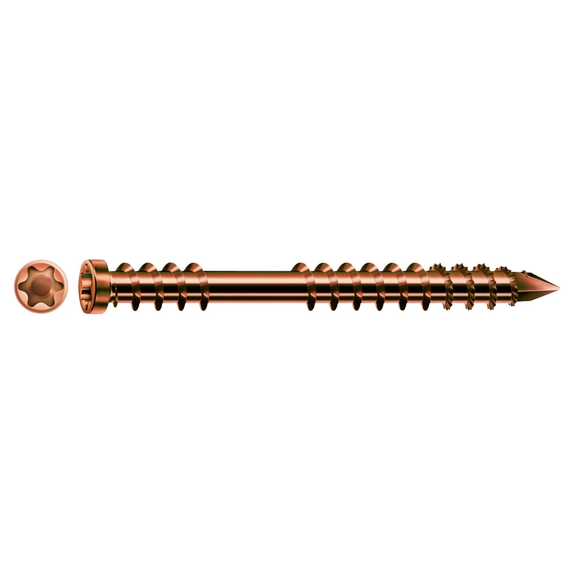 T-Star Plus Cylindrical Head Decking Screw - 5.0 x 60mm - A2 Antique Stainless Steel - Pack 100