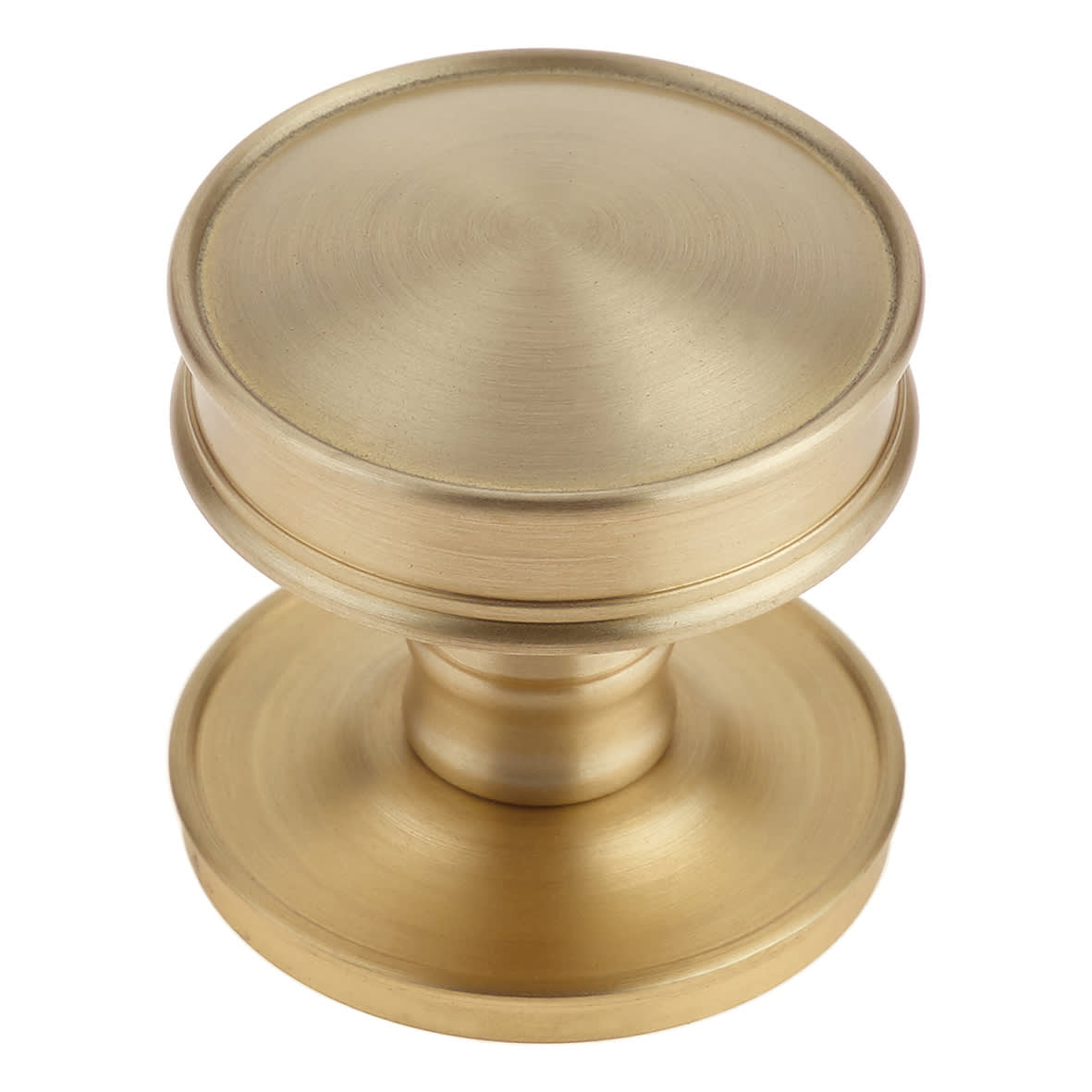 Satin Brass Ringed Mortice Door Knob - 65mm Rose Diameter - Berkeley Range