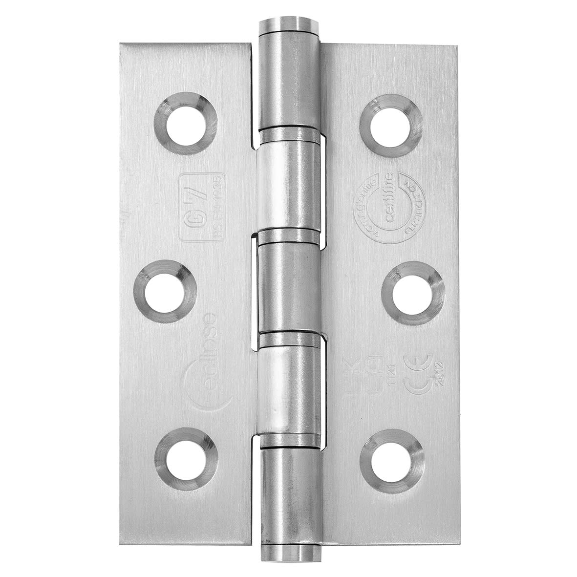 Slim Knuckle Grade 7 Washered Butt Fire Door Hinge - 76 x 51 x 2mm - Satin Stainless - Pair