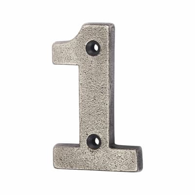 78mm Screw Fix Door Numeral - 1 - Pewter