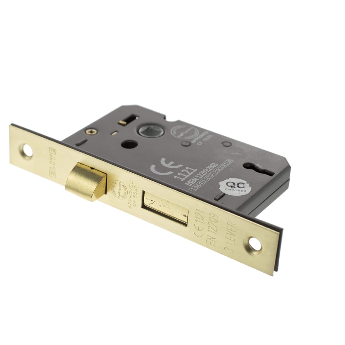 Bolt Through 3 Lever Sashlock - 65mm Case - 44mm Backset - Satin Brass
