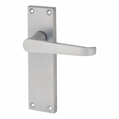 Satin Chrome Budget Straight Latch Door Handles - Mia Range - 153 x 42mm