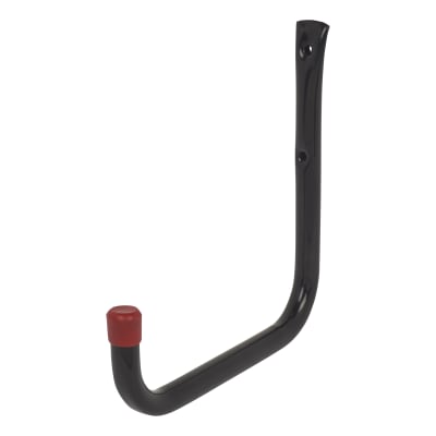 Tubular Garage and Shed Storage Hook with Red Vinyl Cap - 200mm Depth - Black & Red