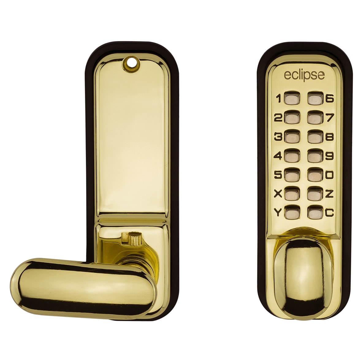 Easy Code Push Button Digital Code Lock - Holdback Option - Polished Brass