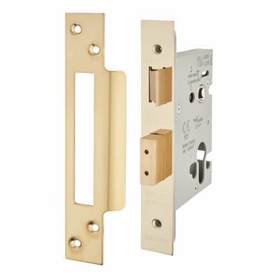 Architectural Bolt Through Euro Profile Sashlock - 78mm Case - 57mm Backset - PVD Brass