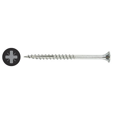 Cutter Pozi Countersunk Wood Screws - 5.0 x 100mm - Bright Zinc Plated - Pack of 200