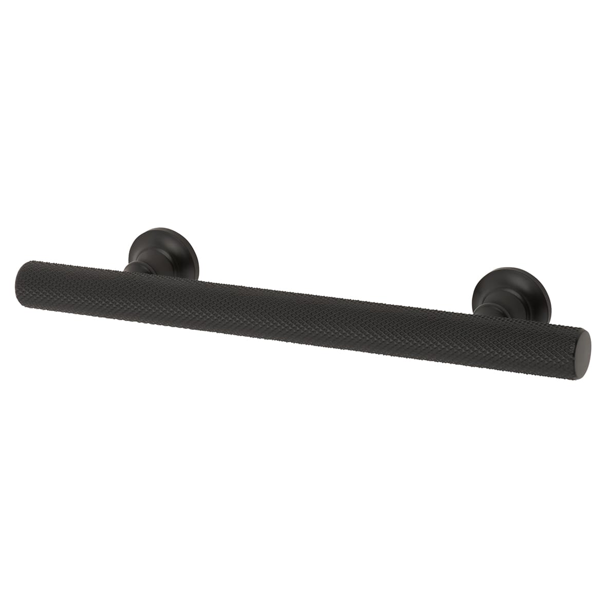 York 12mm Knurled T-Bar Cabinet Pull Handle - 96mm Centres - Matt Black