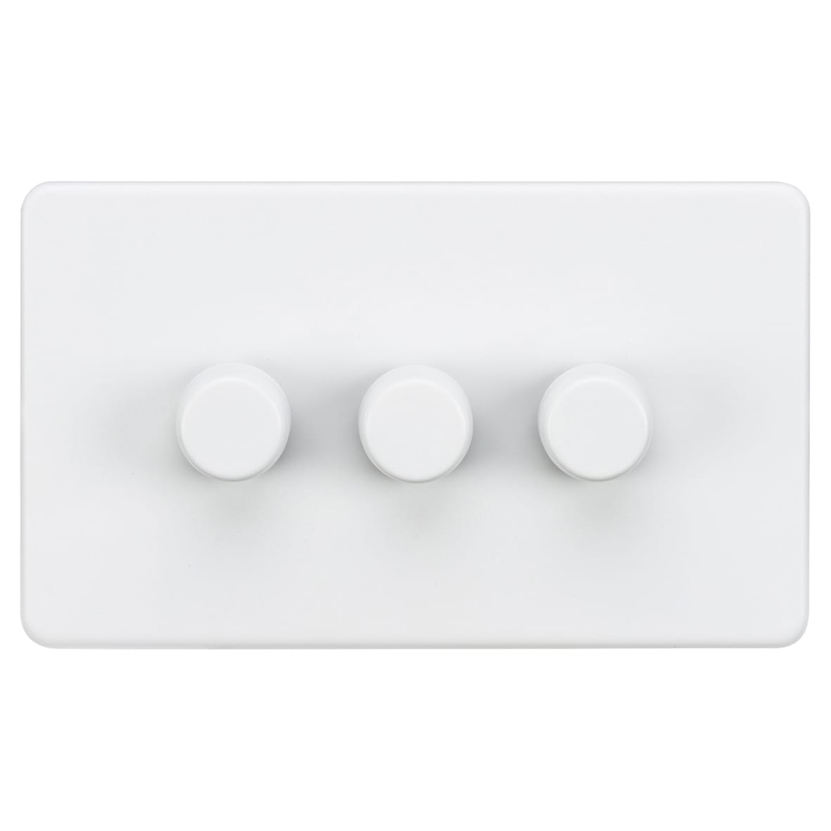 5 - 150W 3 Gang 2 Way Push On/Off Rotary Intelligent LED Dimmer Switch - Matt White