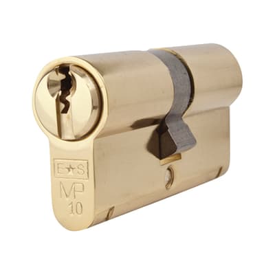 10 Pin 64mm Euro Double Cylinder - 32 + 32mm - Polished Brass - Master Keyed