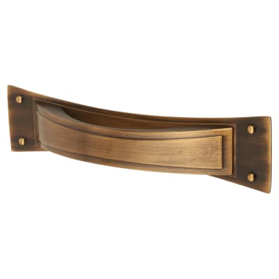 Titan Georgian Cabinet Pull Handle on Backplate - 96mm Centres - Antique Brass