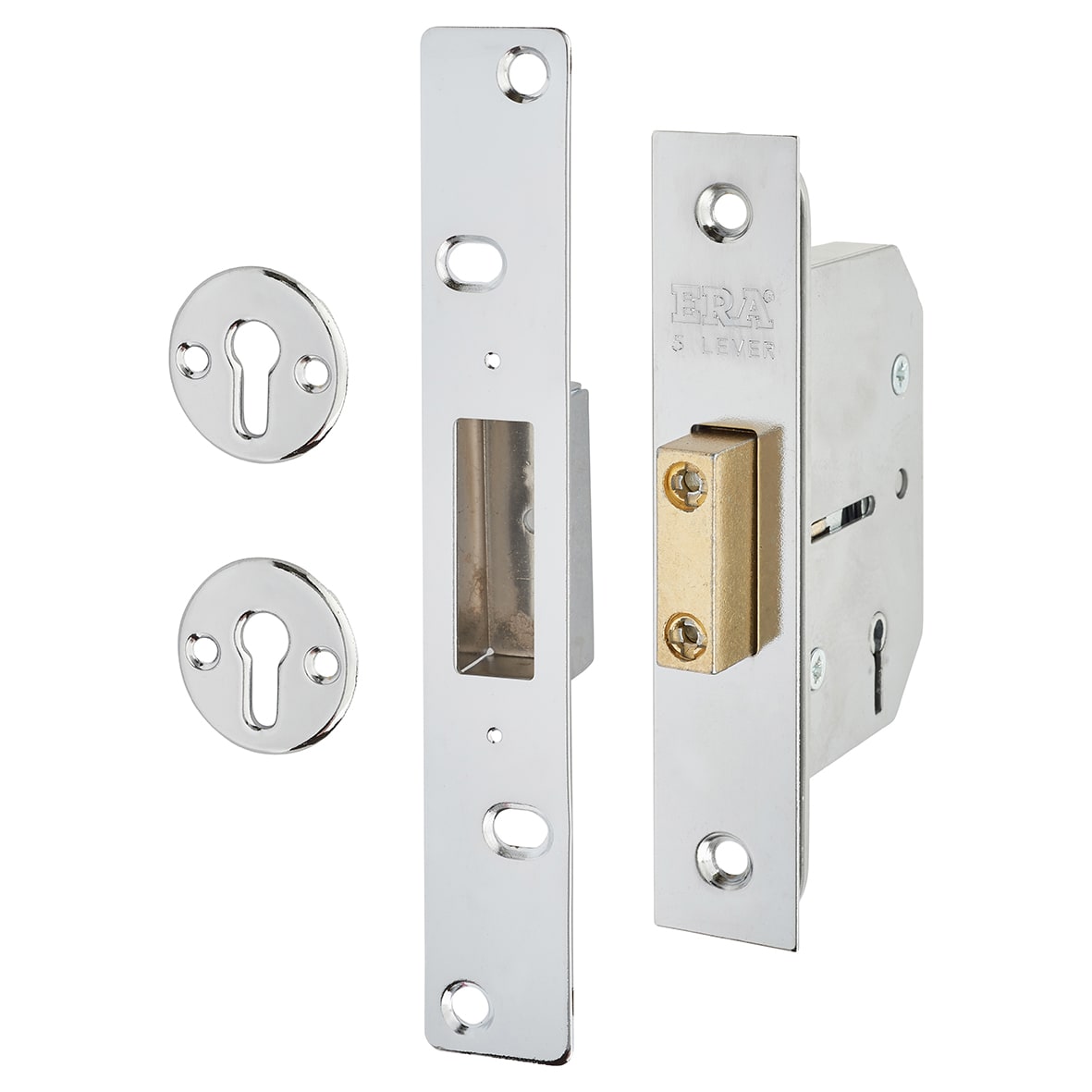 Viscount 5 Lever Deadlock - 64mm Case - 44mm Backset - Polished Chrome