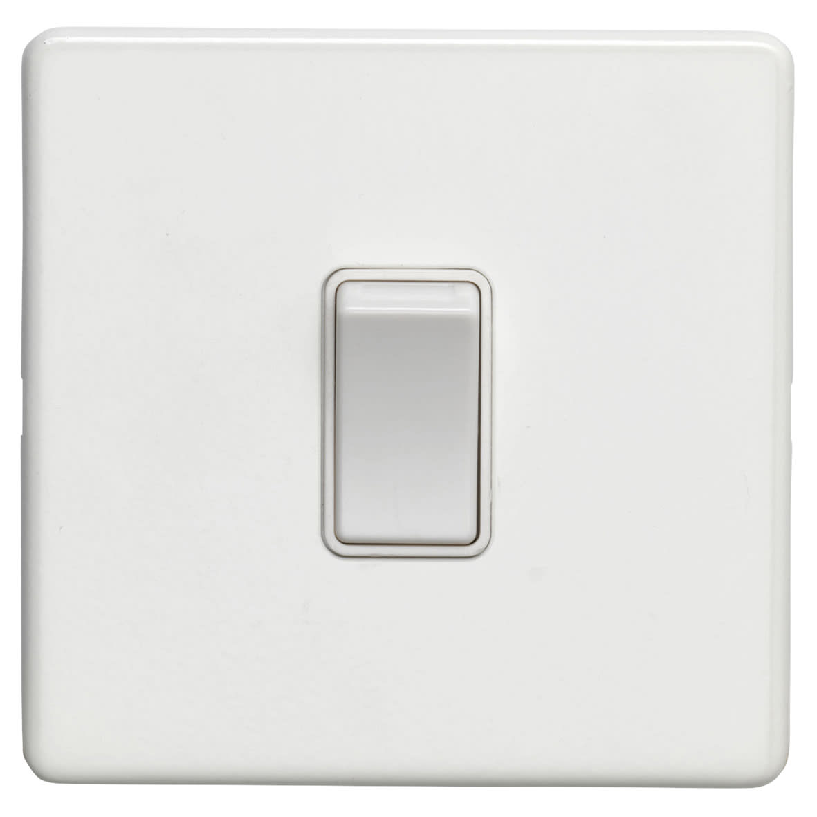 Concealed 10A 1 Gang 2 Way Screwless Flat Plate Light Switch - Matt White