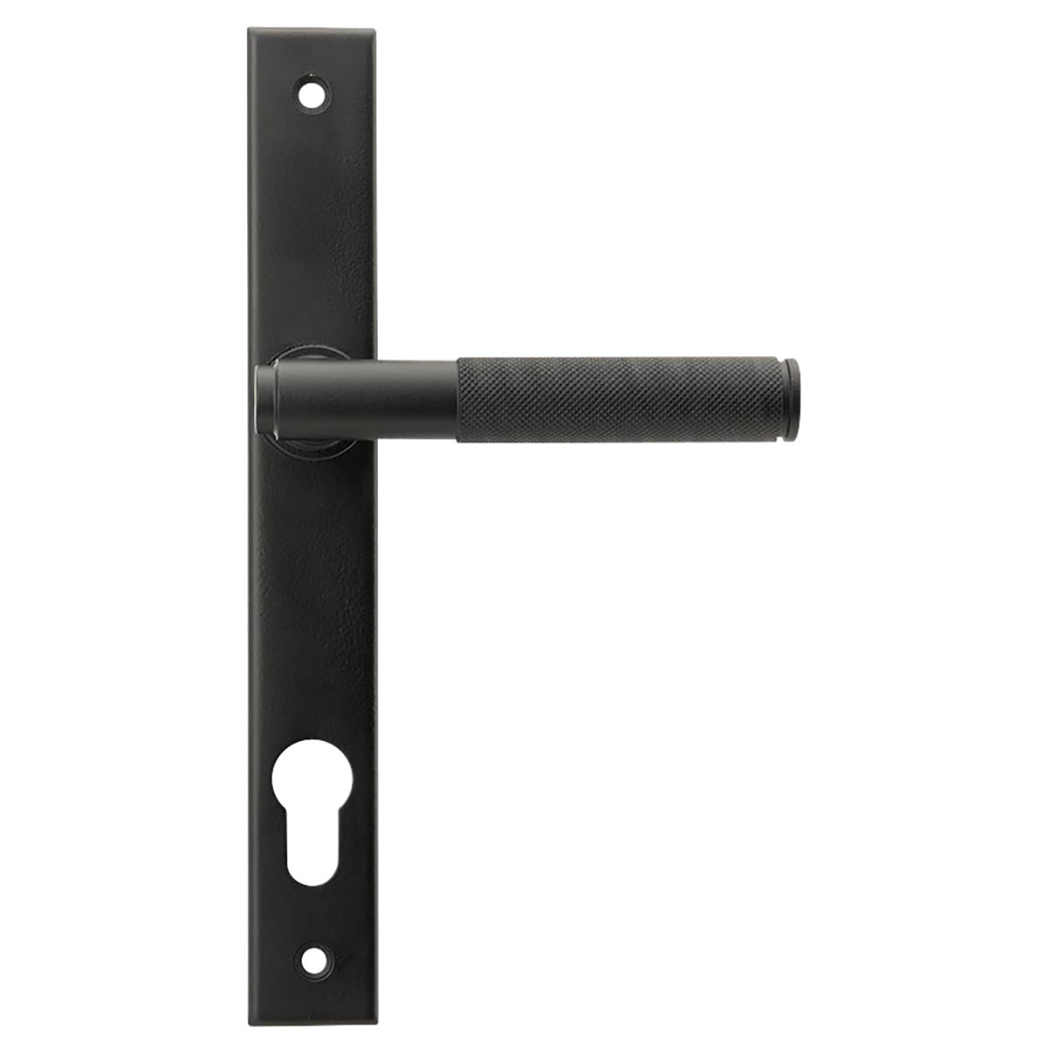 Matt Black uPVC Slimline Knurled Multipoint Door Handles - 92mm c/c - Brompton Range