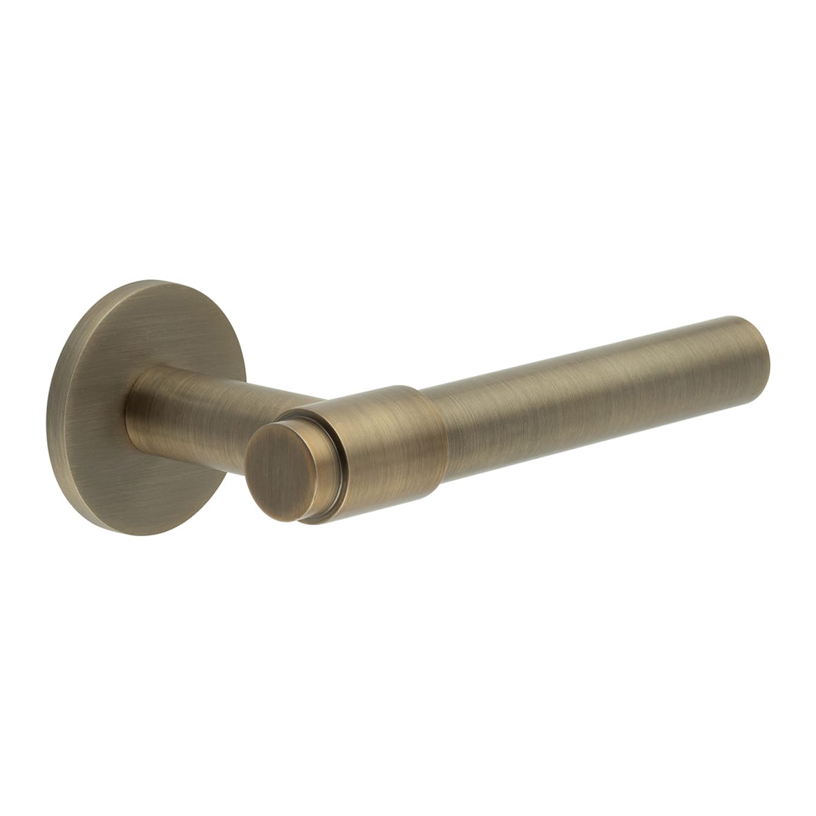 Antique Brass Sprung Fire Rated Door Handles on Round Rose - CR-103 Range