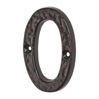 76mm Screw Fix Door Numeral - 0 - Metalized Antique Black Iron