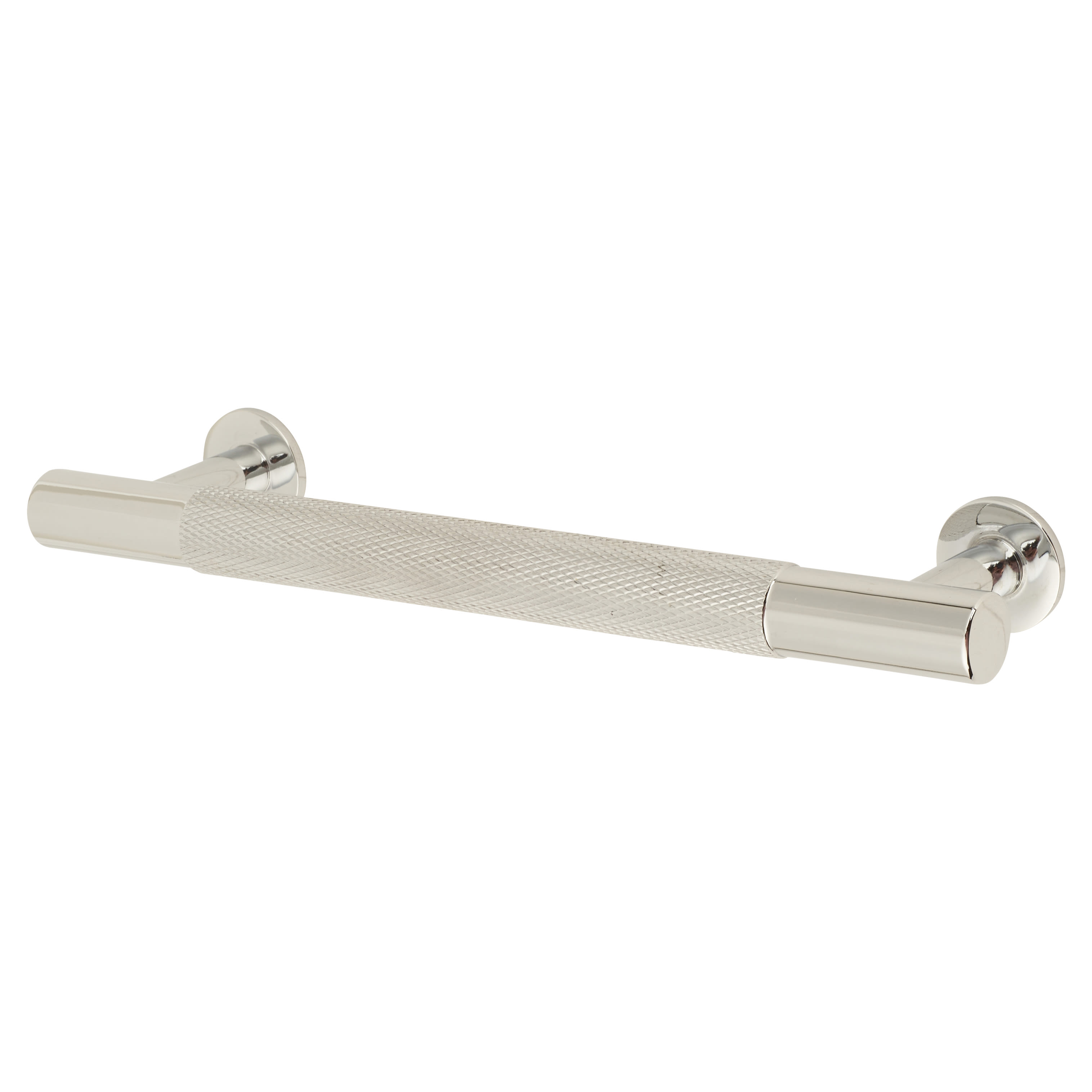 13mm Knurled T-Bar Cabinet Pull Handle - 128mm Centres - Polished Chrome