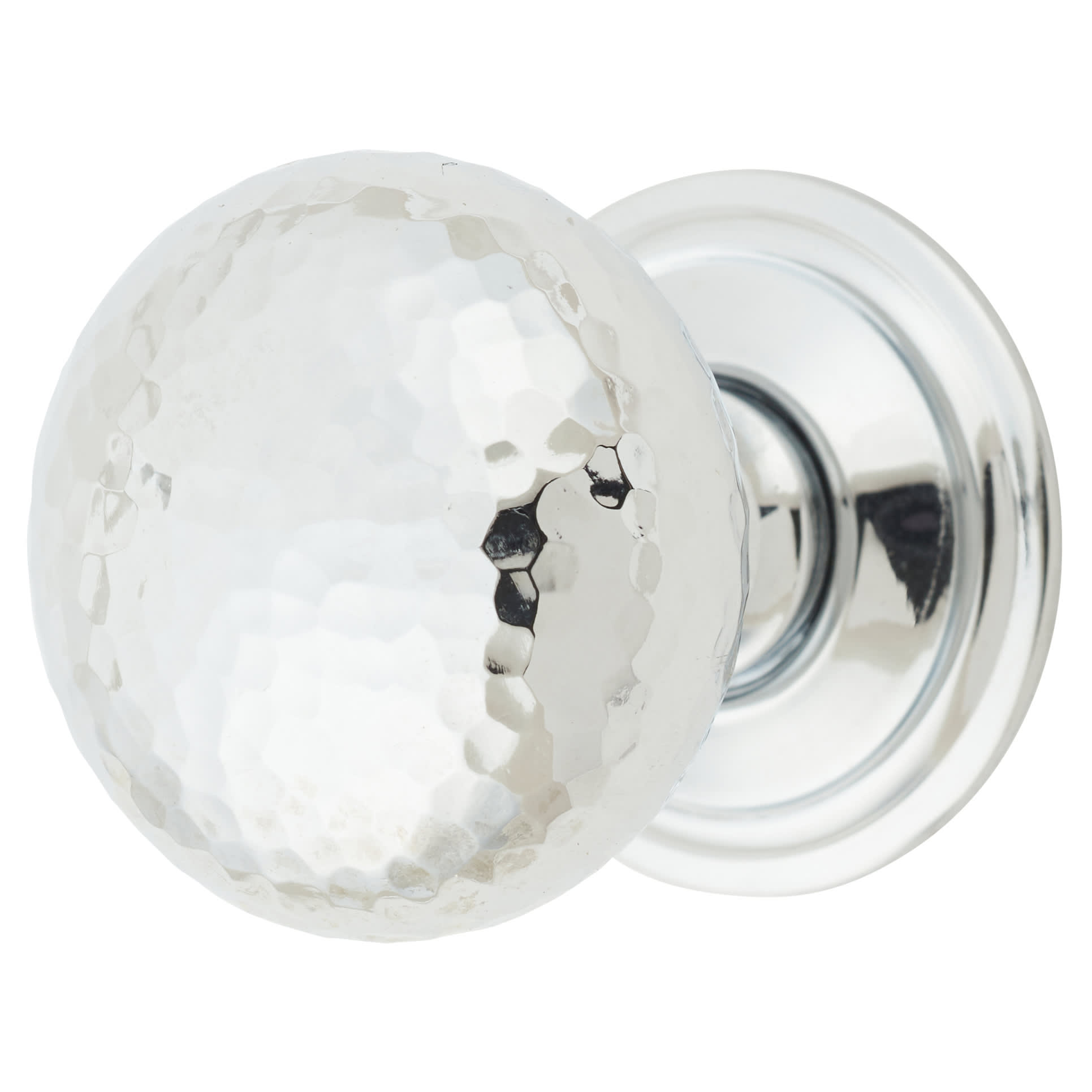Hammered Mushroom Round Cabinet Knob - 32mm Diameter - Polished Chrome