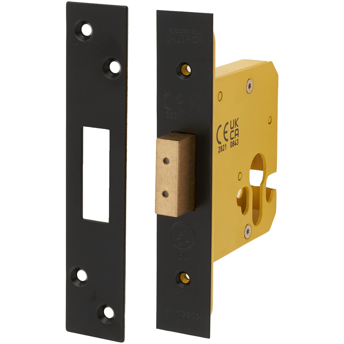 Architectural Euro Profile Deadlock - 78mm Case - 57mm Backset - Square - Matt Black