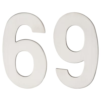 100mm Concealed Screw Fix Door Numeral - 6 / 9 - Polished Stainless Steel