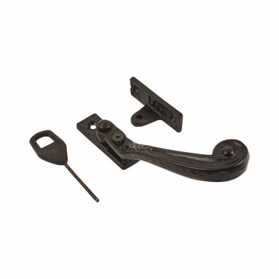 Tudor Locking Wedge Casement Window Fastener - Right Hand - Antique Black Iron