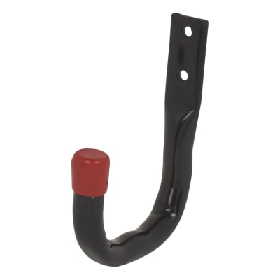 Tubular Garage and Shed Storage Hook with Red Vinyl Cap - 80mm Depth - Black & Red